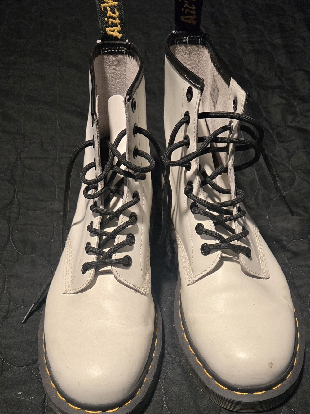 Dr. Martens Women's White Lace-Up Leather Combat Boots